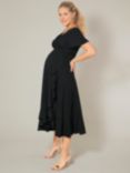 Tiffany Rose Waterfall Maternity Midi Dress, Black