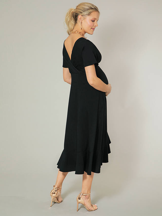 Tiffany Rose Waterfall Maternity Midi Dress, Black