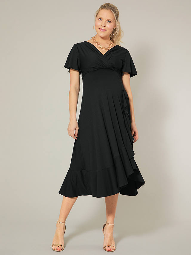 Tiffany Rose Waterfall Maternity Midi Dress, Black