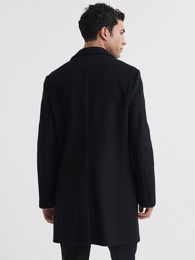 Reiss Gable Wool Epsom Overcoat, Black