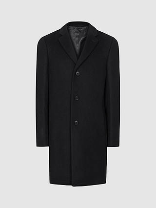 Reiss Gable Wool Epsom Overcoat, Black