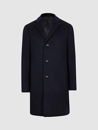 Reiss Gable Wool Epsom Overcoat, Navy