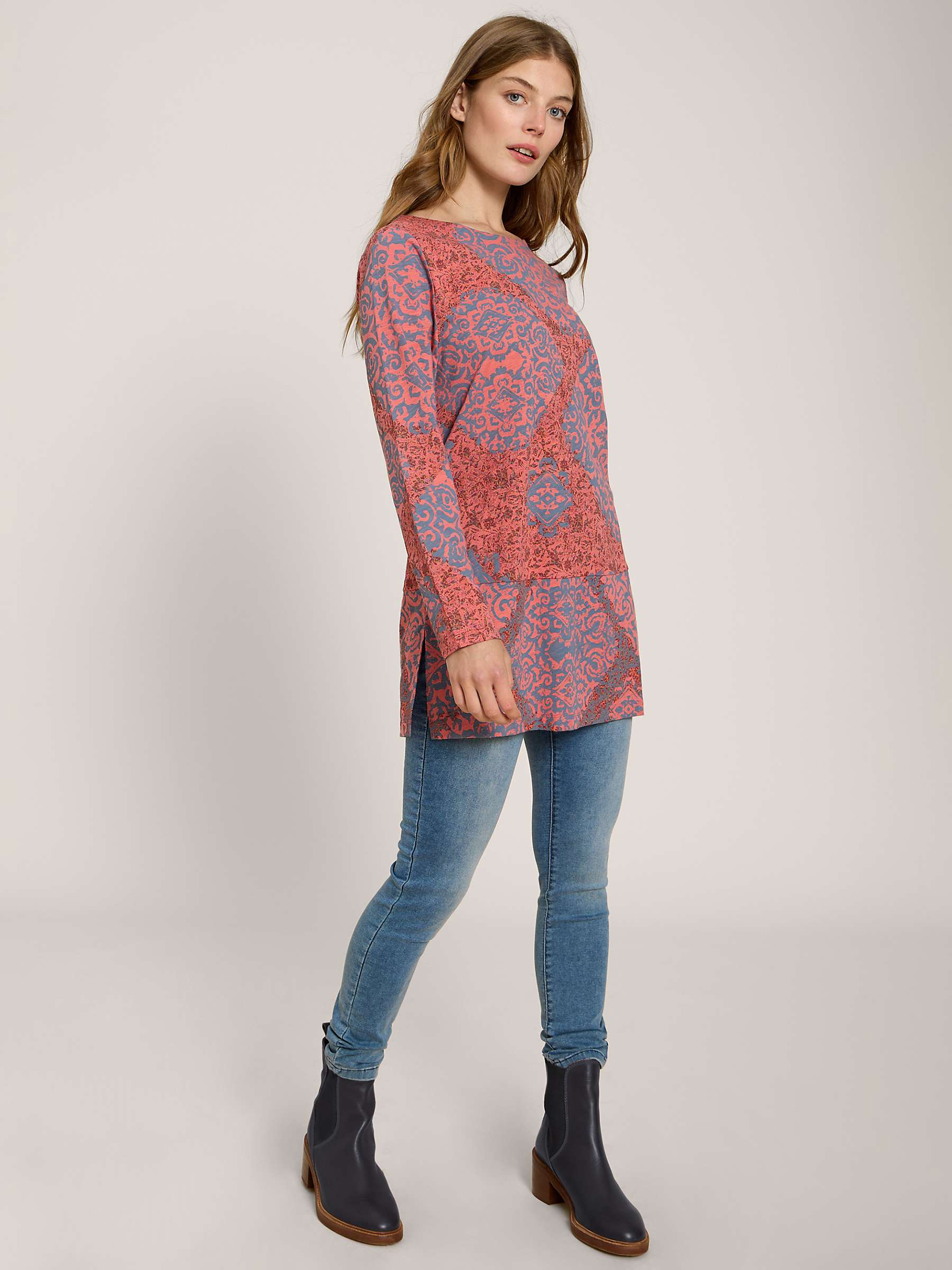 Buy White Stuff Carrie Abstract Loing Sleeve Tunic, Red Online at johnlewis.com