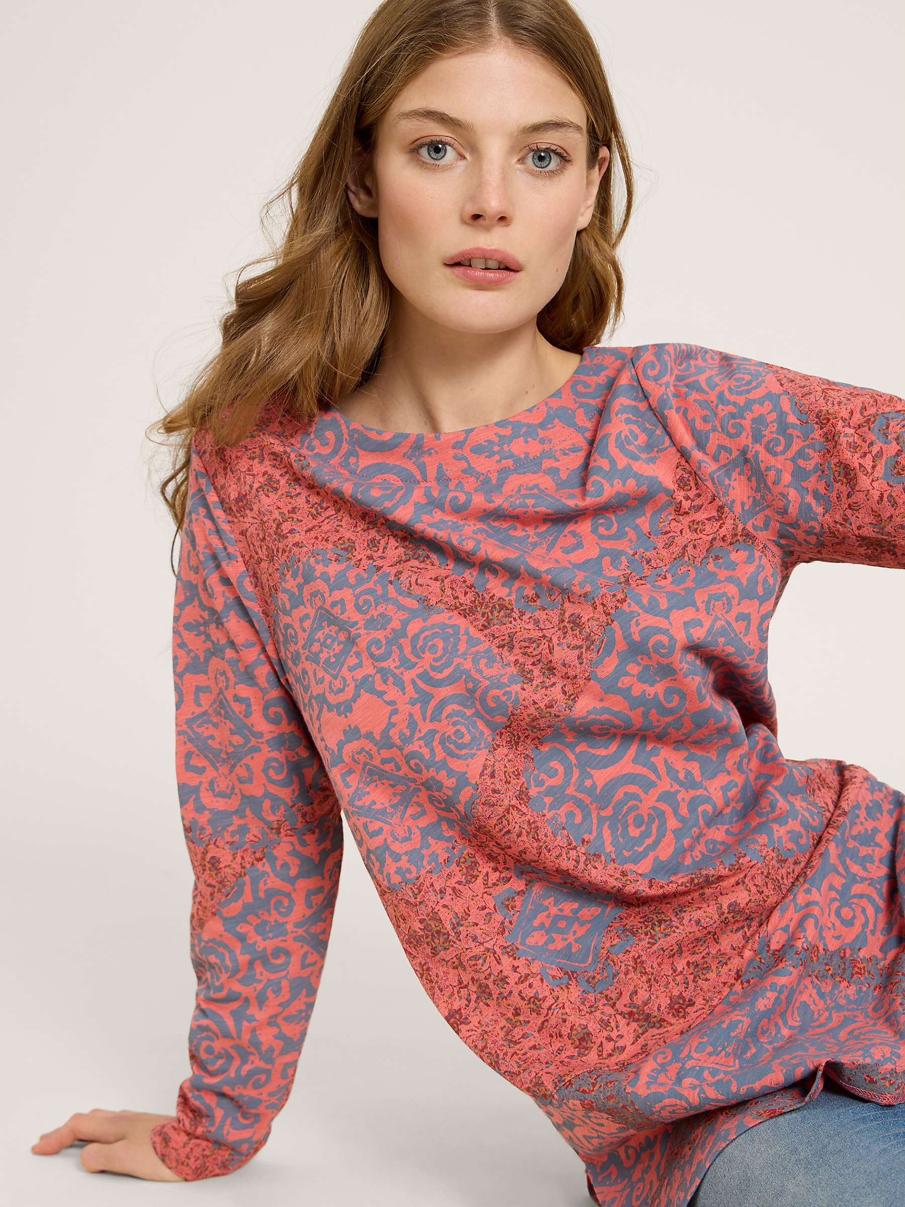 Buy White Stuff Carrie Abstract Loing Sleeve Tunic, Red Online at johnlewis.com