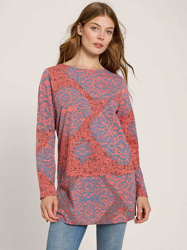 White Stuff Carrie Abstract Loing Sleeve Tunic, Red