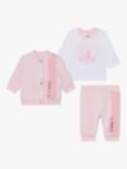 BOSS Baby Logo T-Shirt, Trousers & Cardigan Gift Set, Light Pink, Light Pink