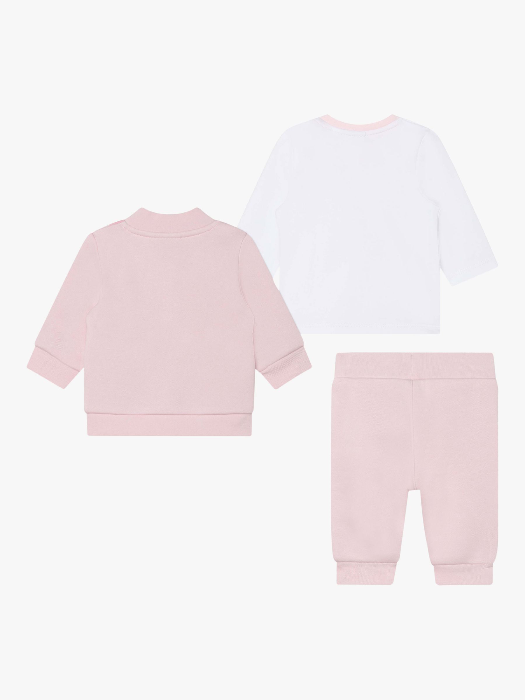 Buy BOSS Baby Logo T-Shirt, Trousers & Cardigan Gift Set, Light Pink Online at johnlewis.com