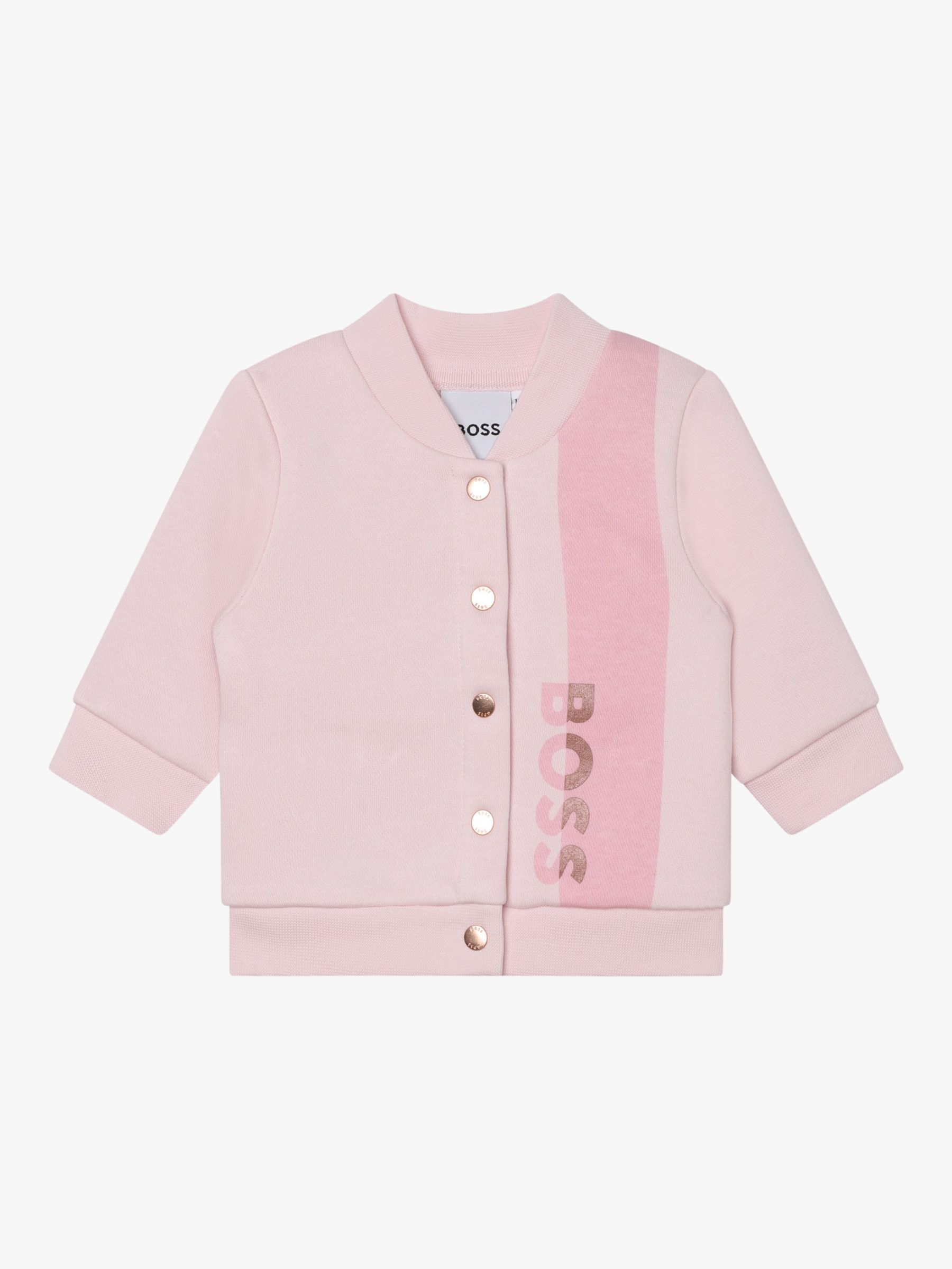 Buy BOSS Baby Logo T-Shirt, Trousers & Cardigan Gift Set, Light Pink Online at johnlewis.com