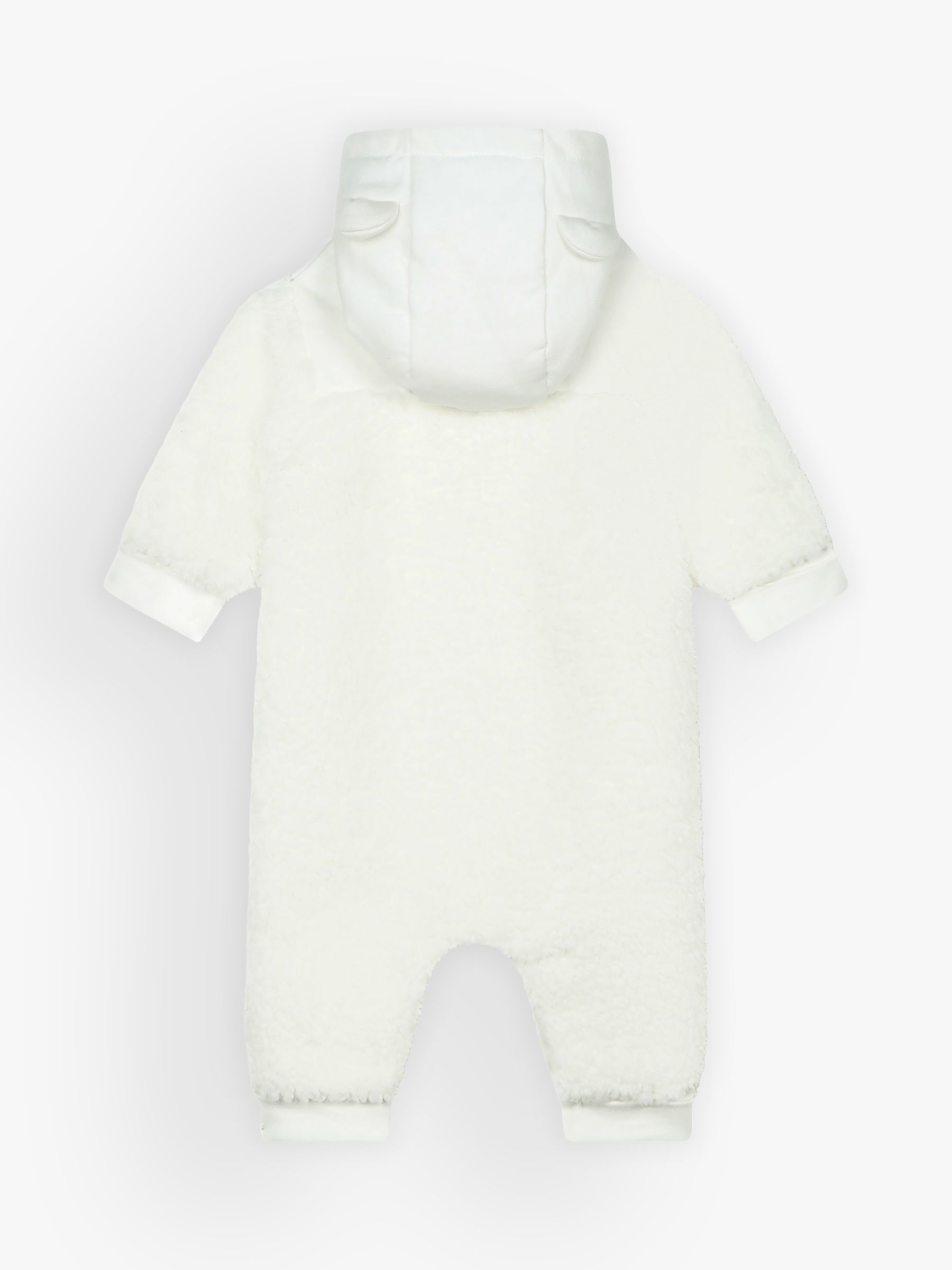 BOSS Baby Logo Faux Fur Hooded Overalls, Off White, 6 months