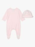 BOSS Baby Velvet Monogram Jacquard Sleepsuit & Hat Set, Pink