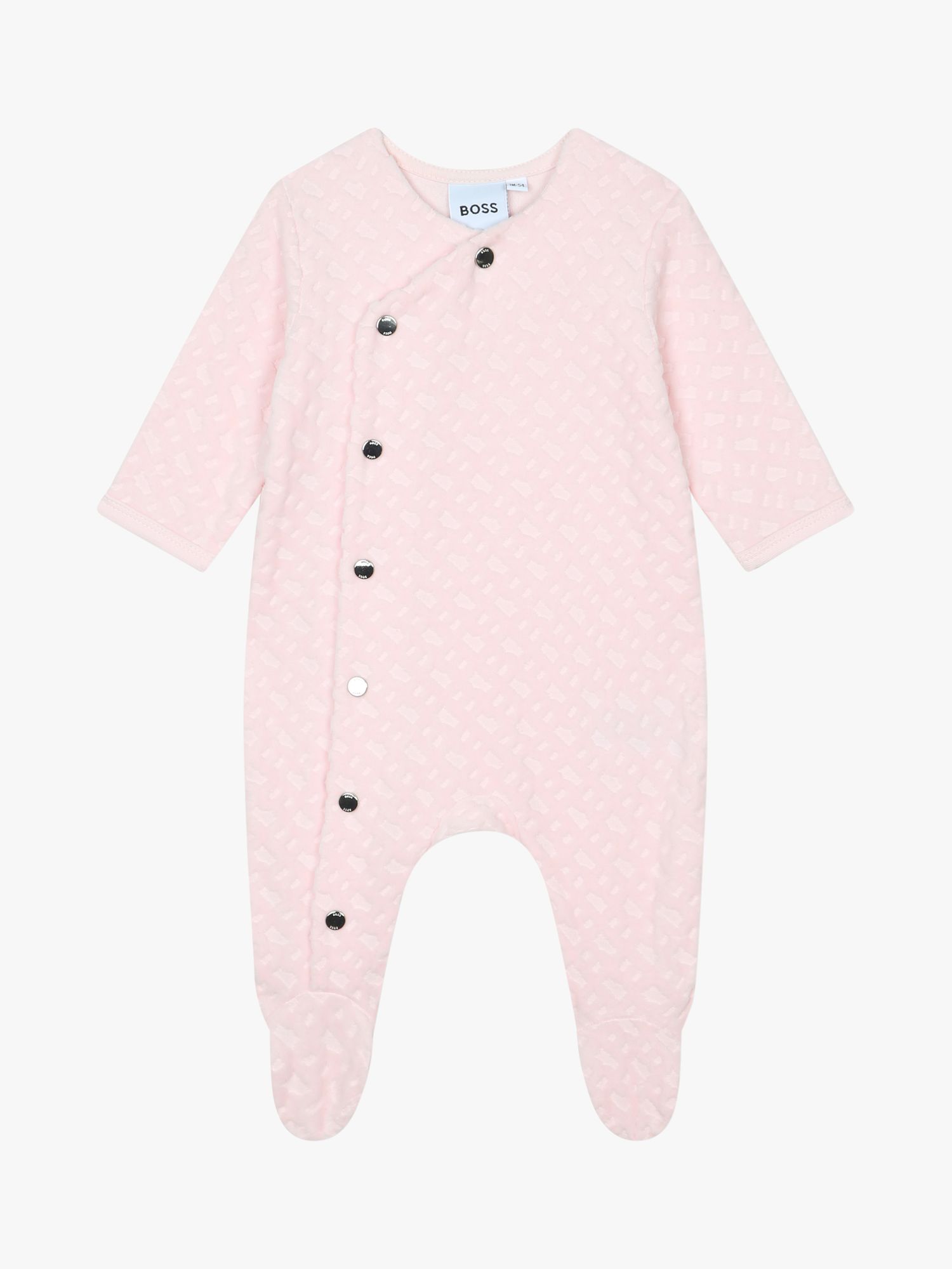 BOSS Baby Velvet Monogram Jacquard Sleepsuit & Hat Set, Pink, 6 months
