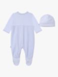BOSS Baby Logo Velvet Stripe Sleepsuit & Hat Set, Light Blue, Light Blue