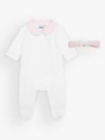 BOSS Baby Sleepsuit & Headband Set, Off White/Pink