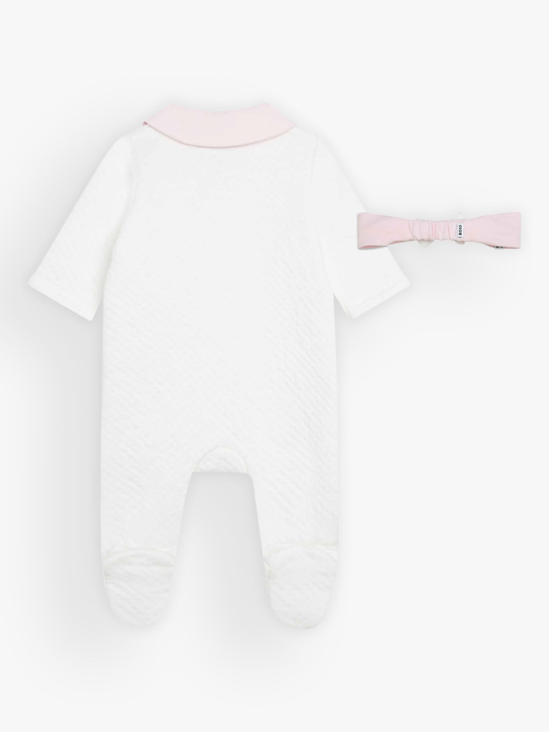 Buy BOSS Baby Sleepsuit & Headband Set, Off White/Pink Online at johnlewis.com