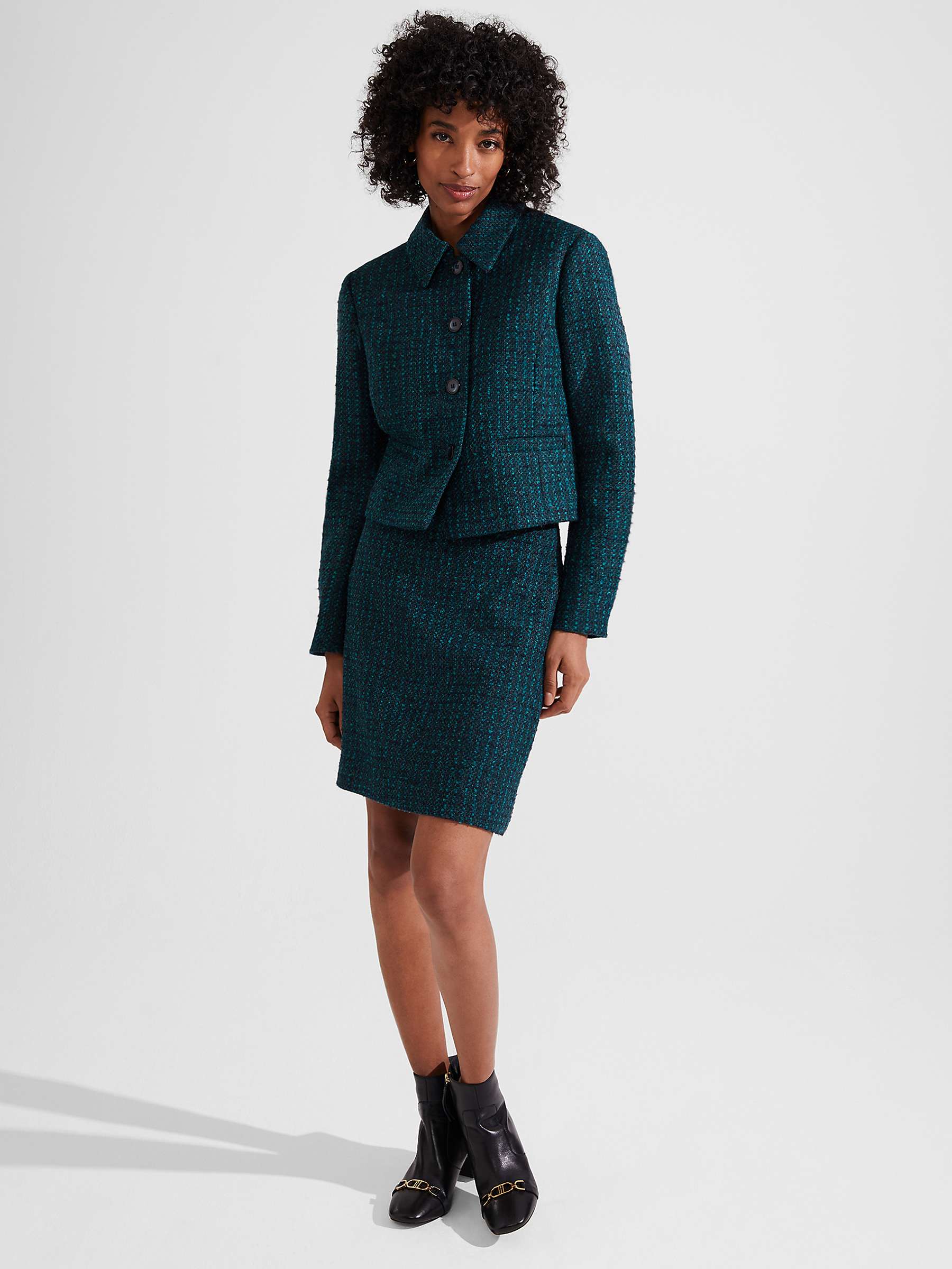 Buy Hobbs Teia Wool Blend Boucle Jacket, Deep Teal Online at johnlewis.com