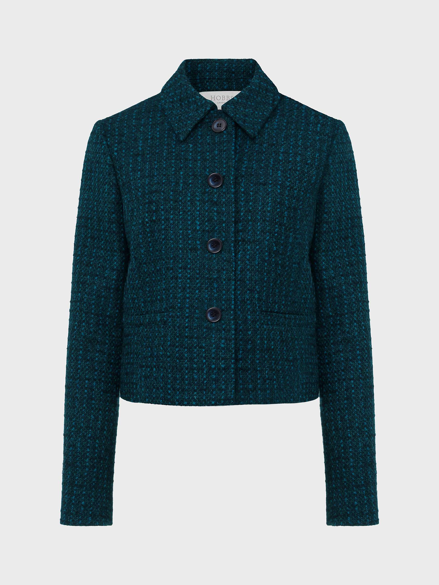 Buy Hobbs Teia Wool Blend Boucle Jacket, Deep Teal Online at johnlewis.com