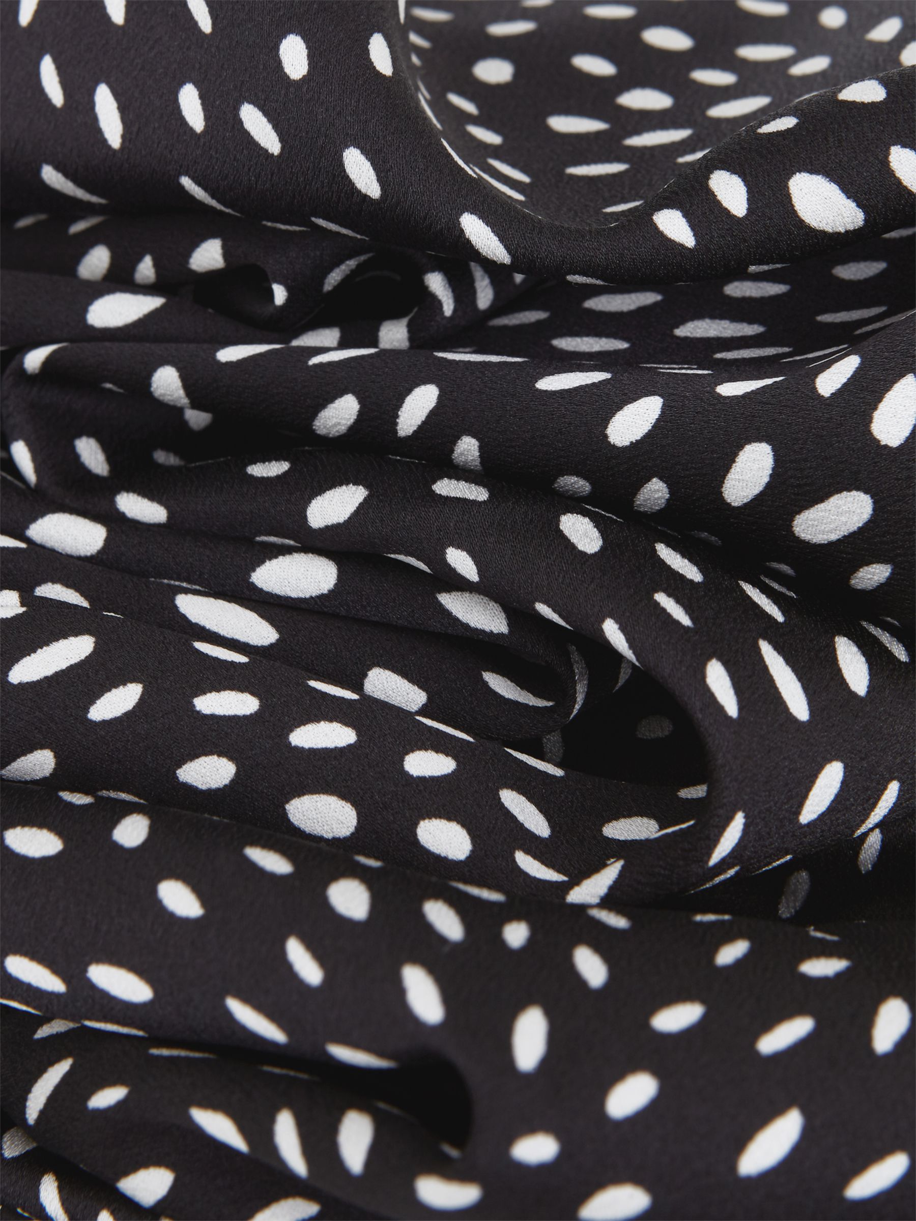 Buy Hobbs Jas Fleck Print Satin Slip Midi Skirt, Black/Ivory Online at johnlewis.com