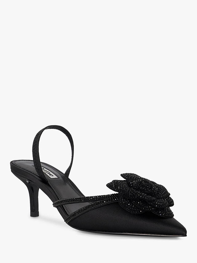 Dune Dancehall Satin Stiletto Court Shoes, Black-satin
