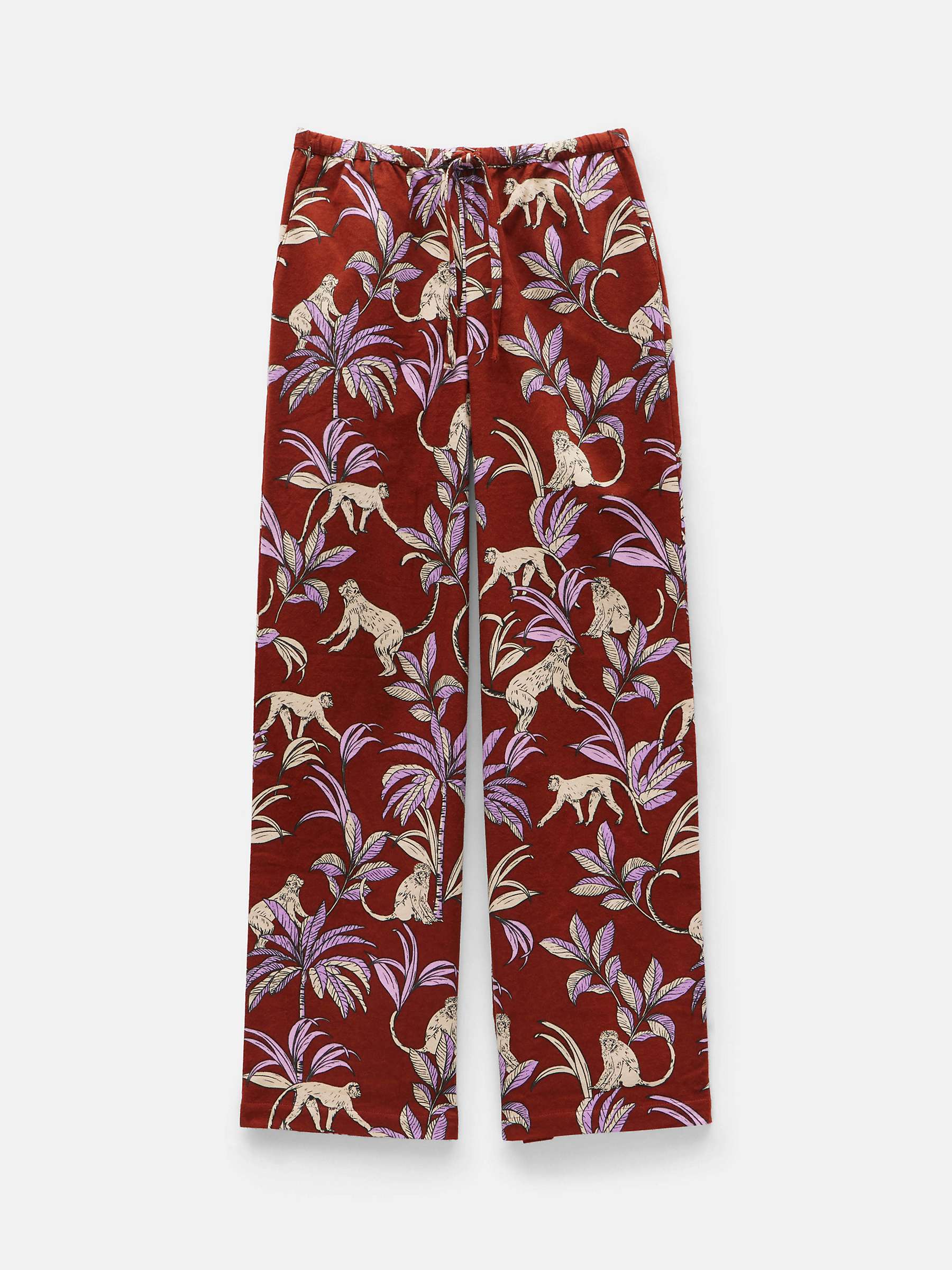 Buy HUSH Sadie Cotton Flannel Monkey Print Pyjama Trousers, Brick/Lilac Online at johnlewis.com