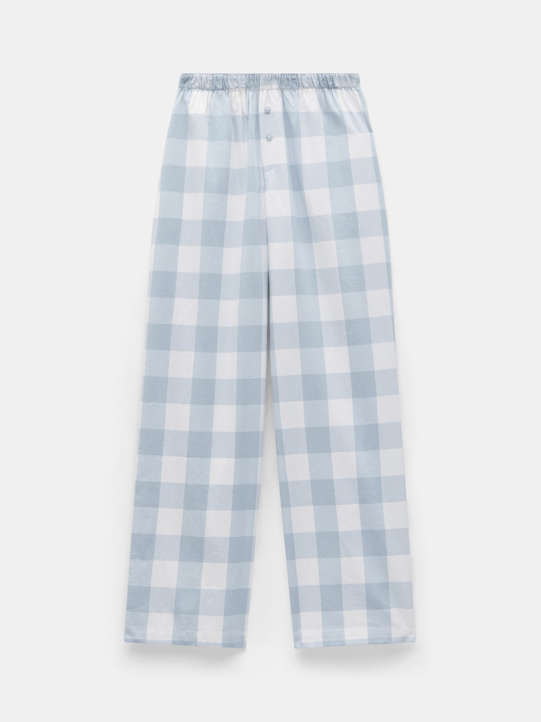 Buy HUSH Brushed Cotton Blend Check Pyjama Trousers, Misty Blue/White Online at johnlewis.com