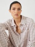 HUSH Luella Brushed Twill Pyjamas, Soft Pink Check