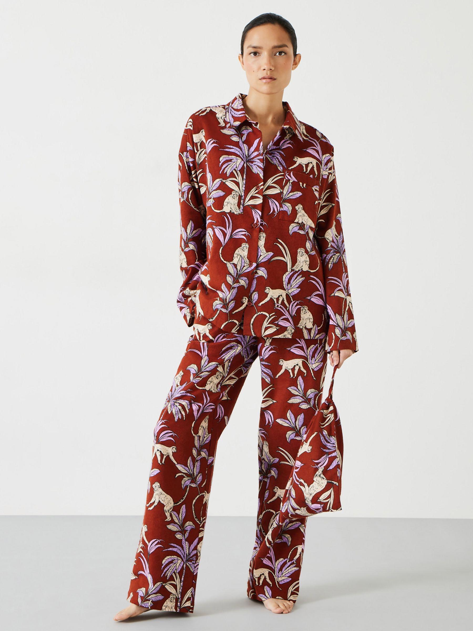 HUSH Sadie Cotton Flannel Pyjamas Set, Multi