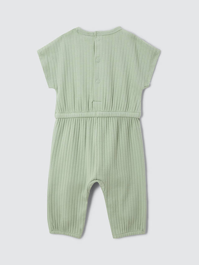 John Lewis ANYDAY Baby Ribbed Jumpsuit, Green