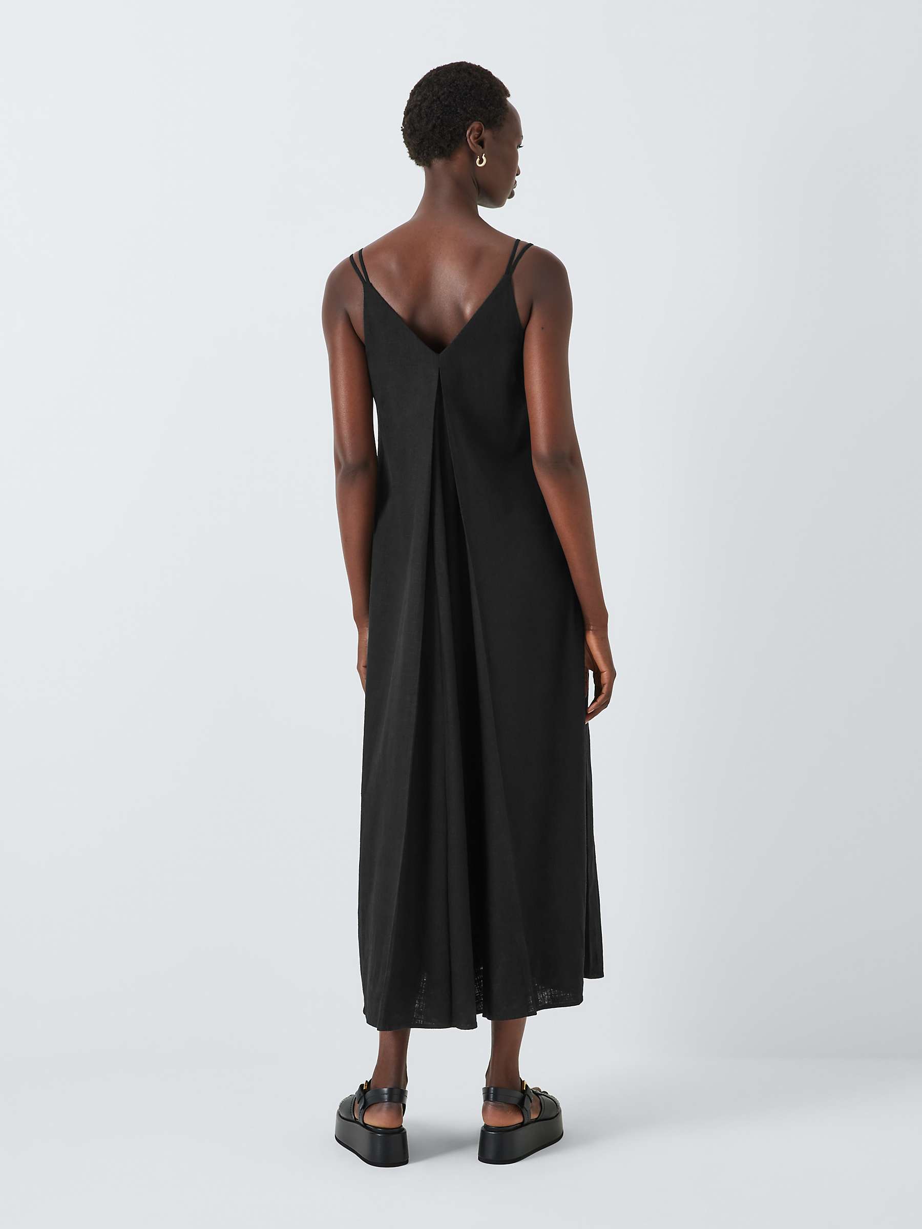 Buy John Lewis V-Neck Linen Blend Dress, Black Online at johnlewis.com