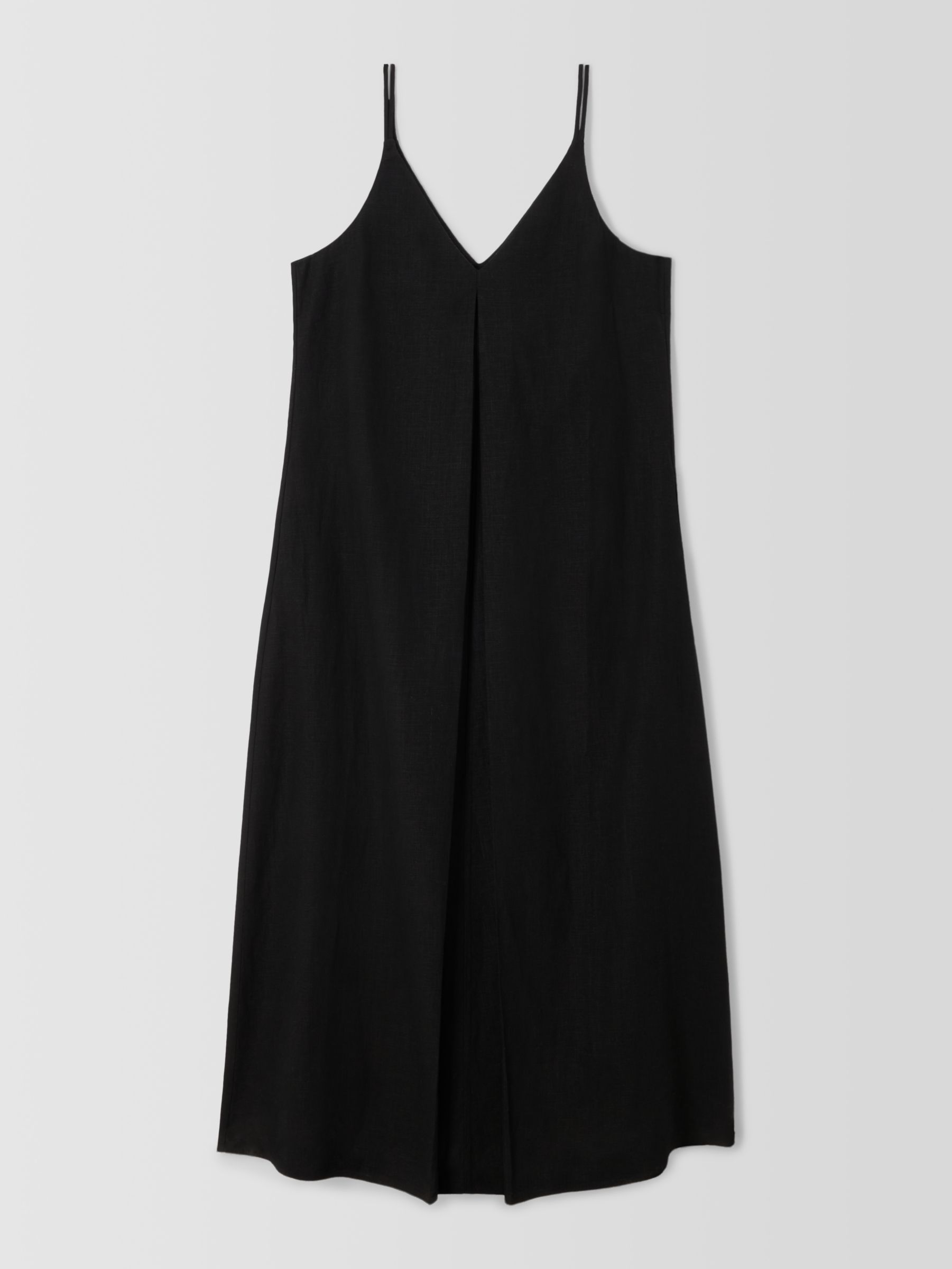John Lewis V-Neck Linen Blend Dress, Black, 8