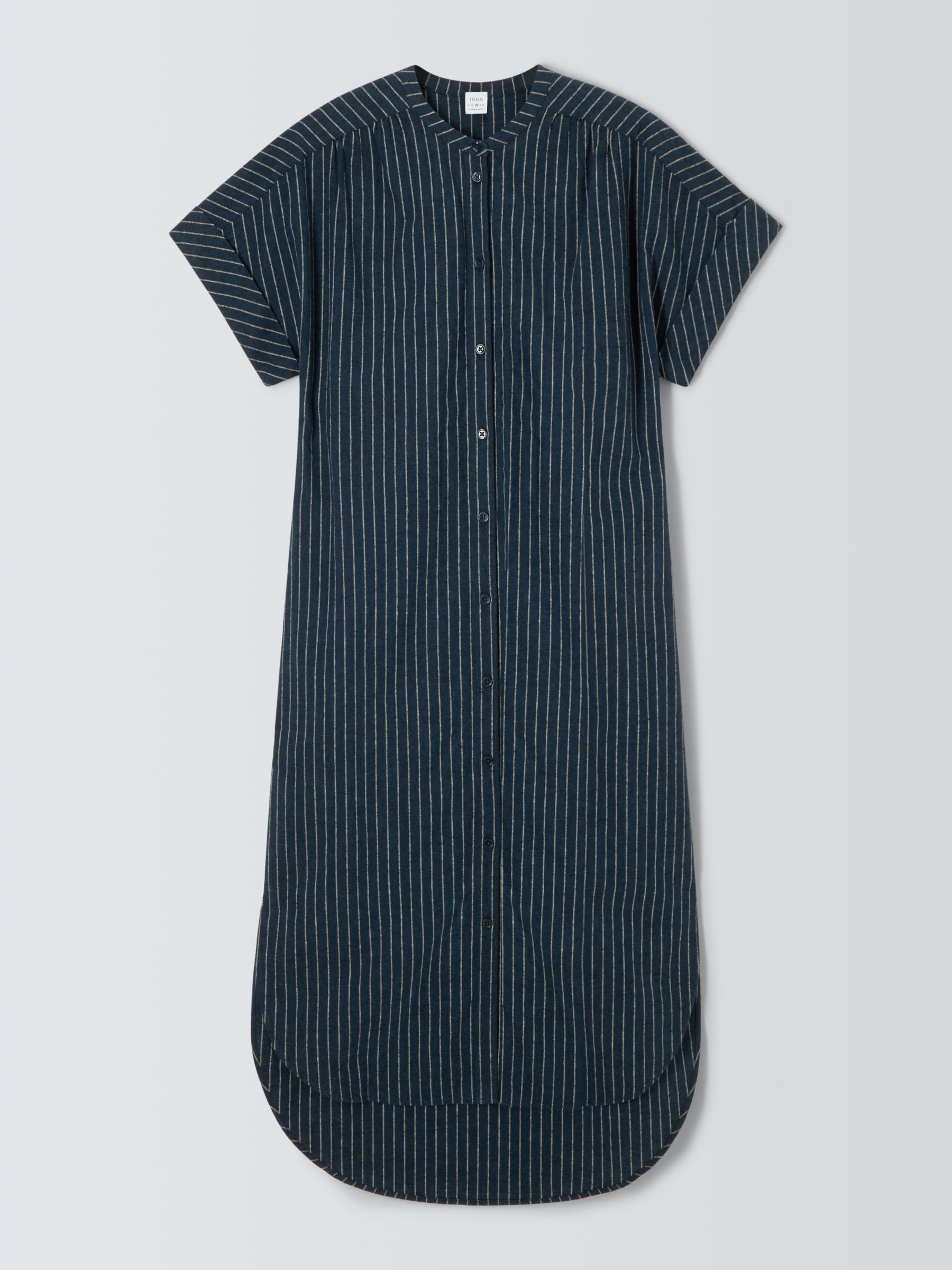 John Lewis Stripe Linen Tunic, Navy/Multi, 8