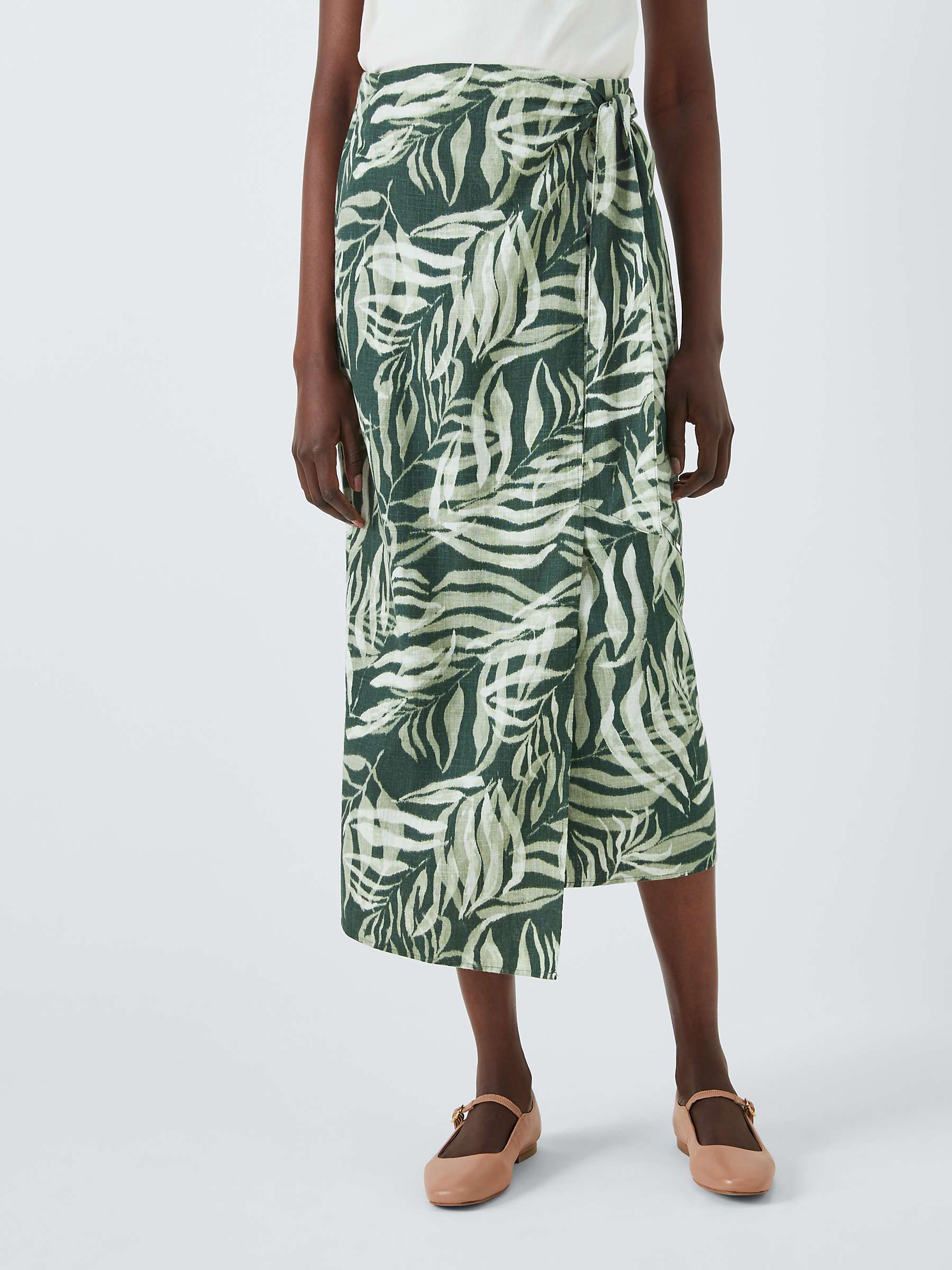 Buy John Lewis Rio Palm Print Linen Blend Skirt, Green/Multi Online at johnlewis.com