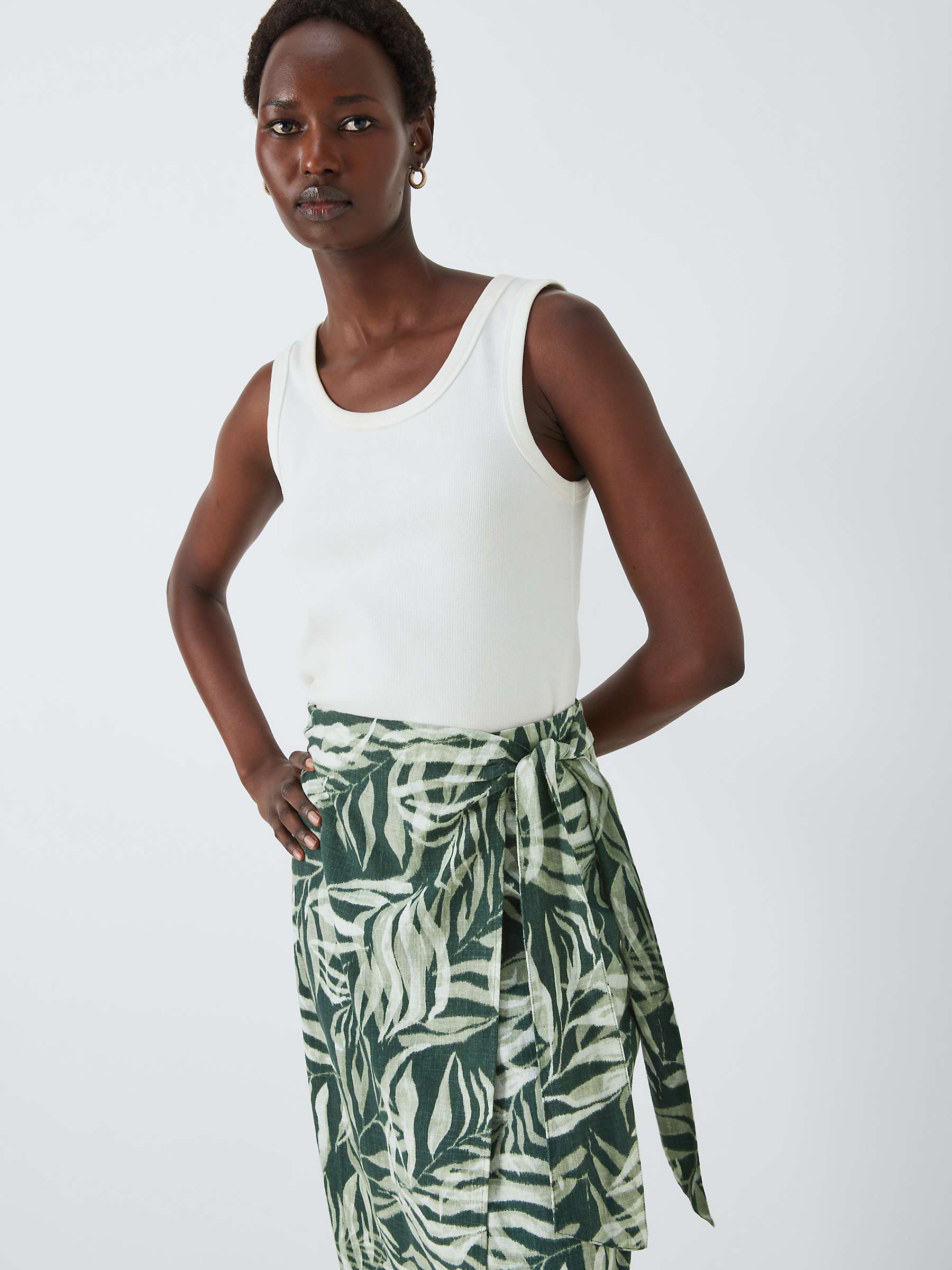 Buy John Lewis Rio Palm Print Linen Blend Skirt, Green/Multi Online at johnlewis.com