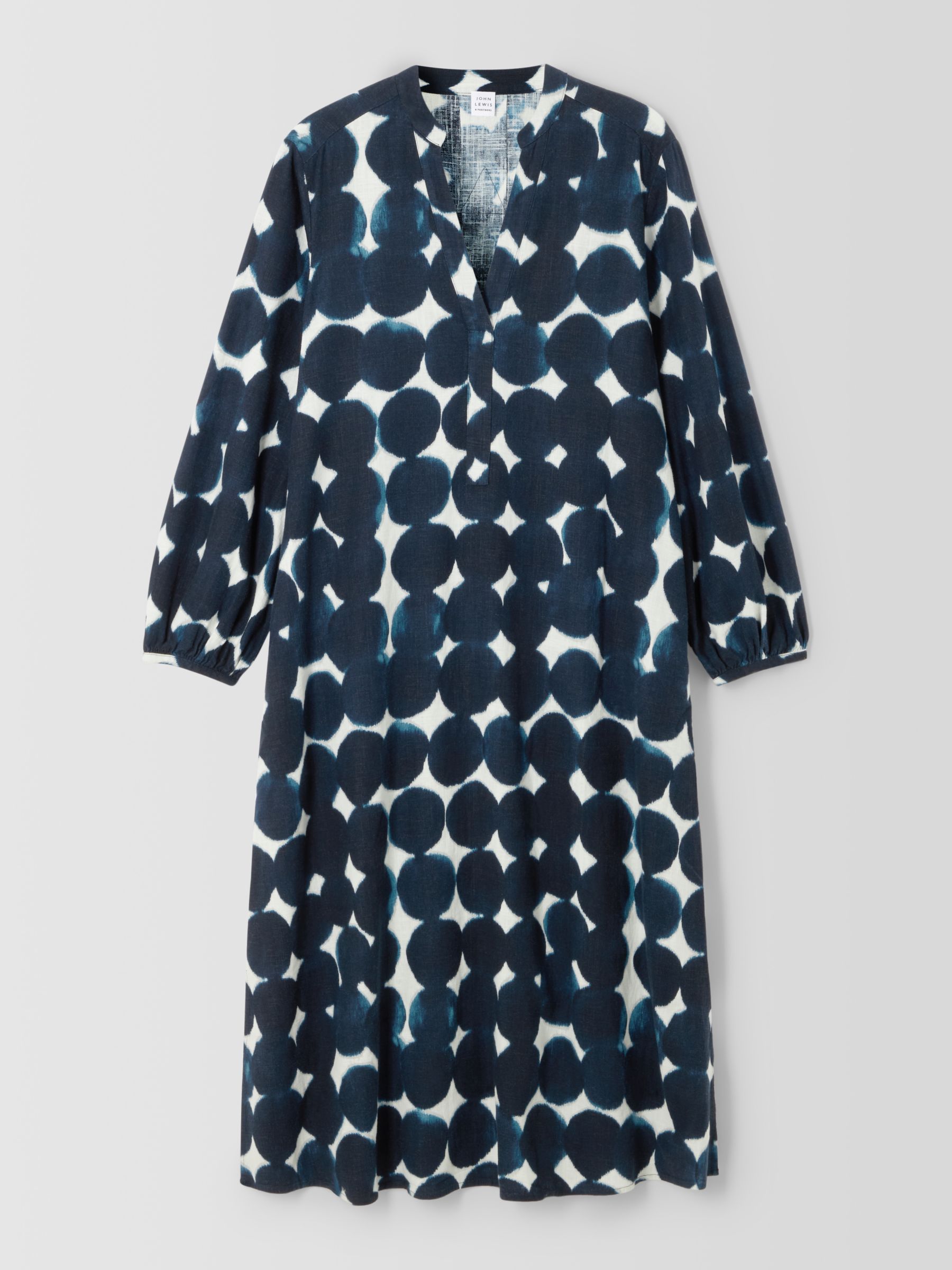 John Lewis Spot Print Linen Blend Dress