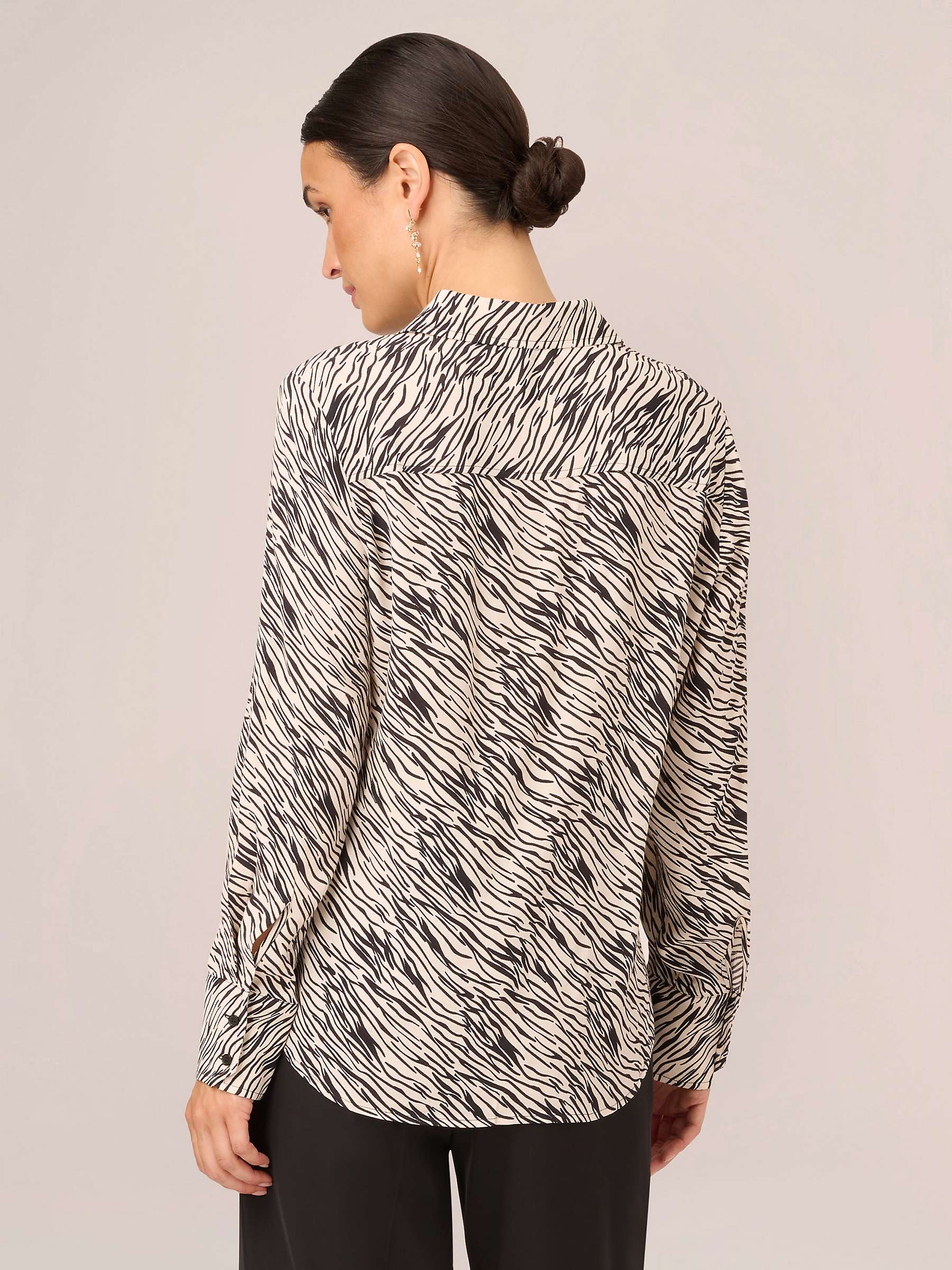 Buy Adrianna Papell Long Sleeve Zebra Print Shirt, Ivory/Black Online at johnlewis.com