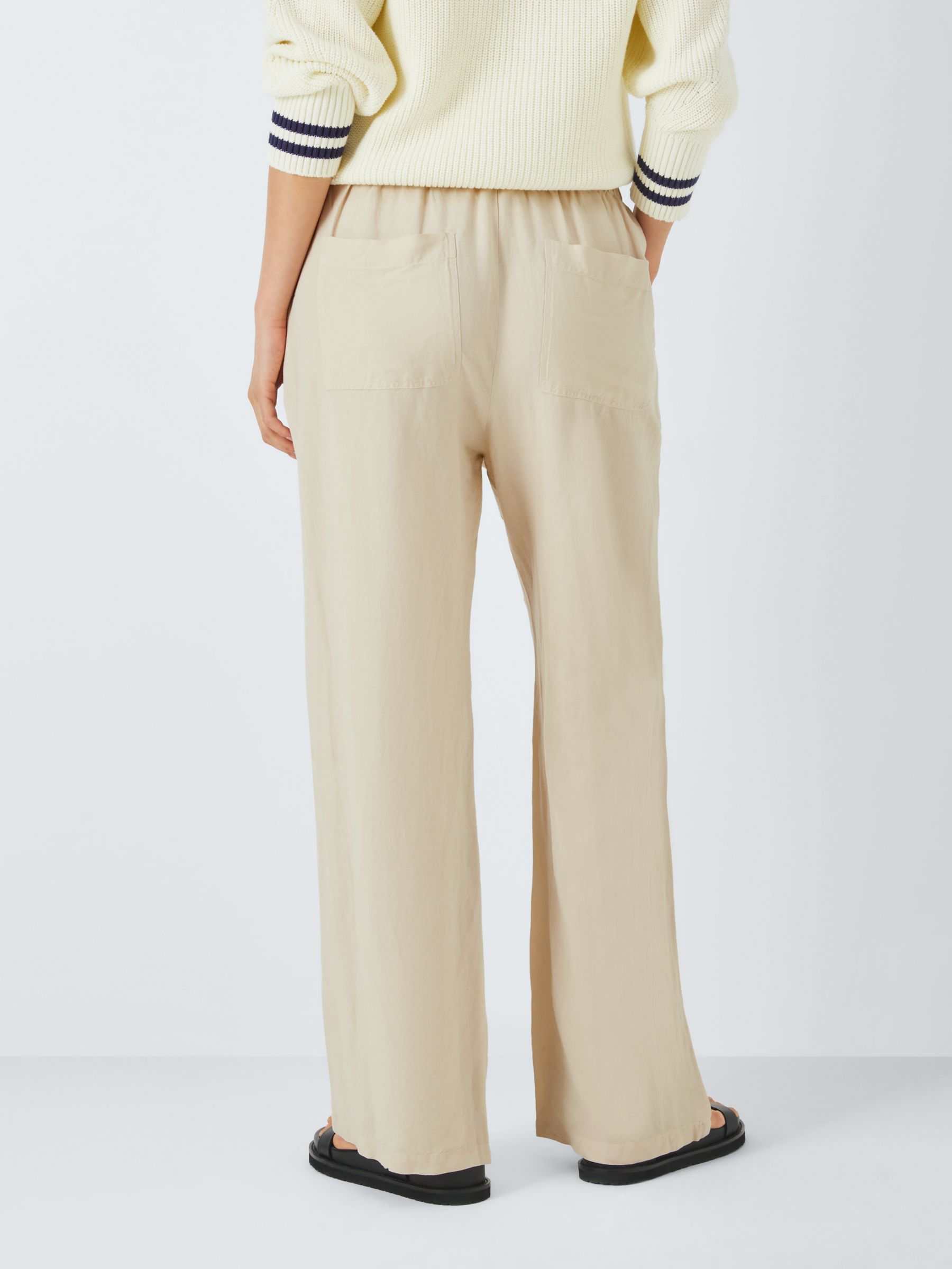 John Lewis ANYDAY Plain Tailored Linen Blend Trousers, Oatmeal, 16