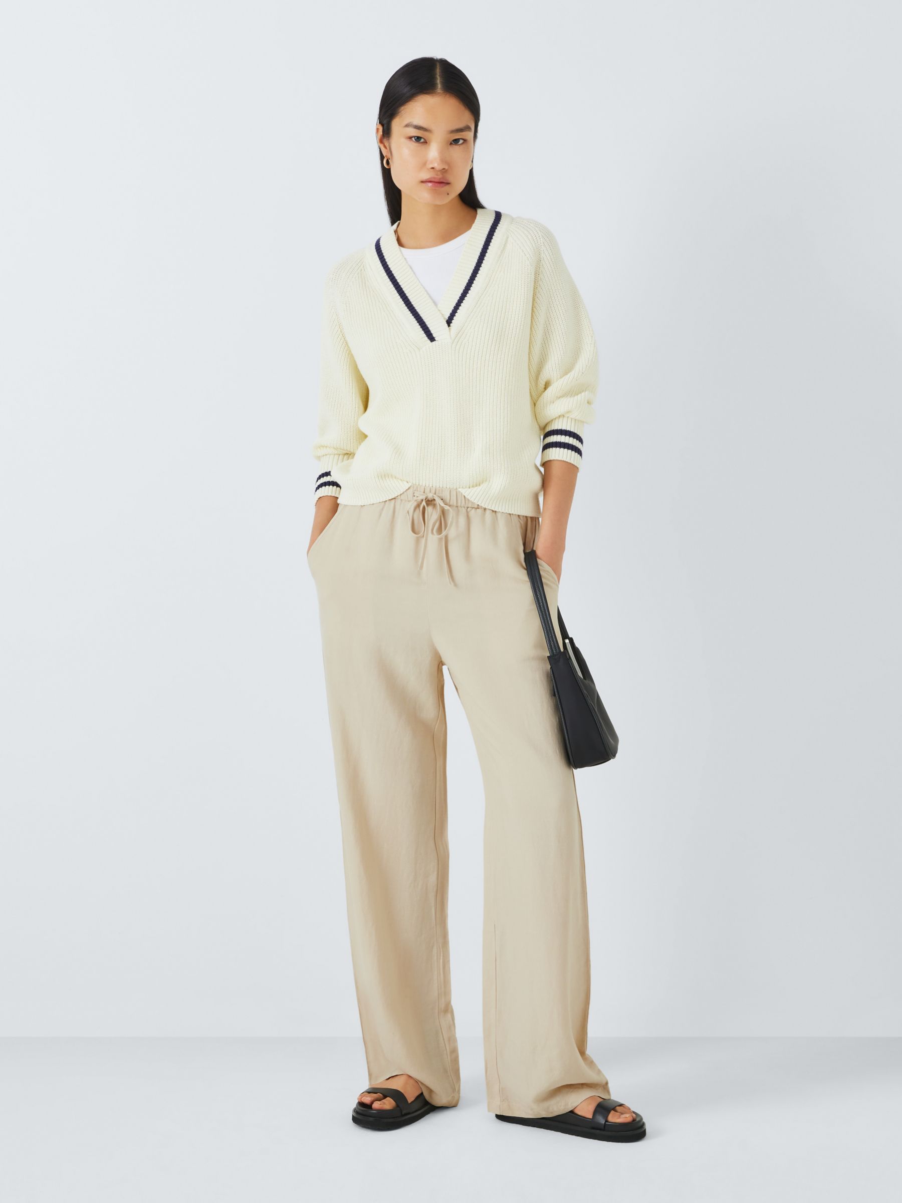 Buy John Lewis ANYDAY Plain Tailored Linen Blend Trousers, Oatmeal Online at johnlewis.com