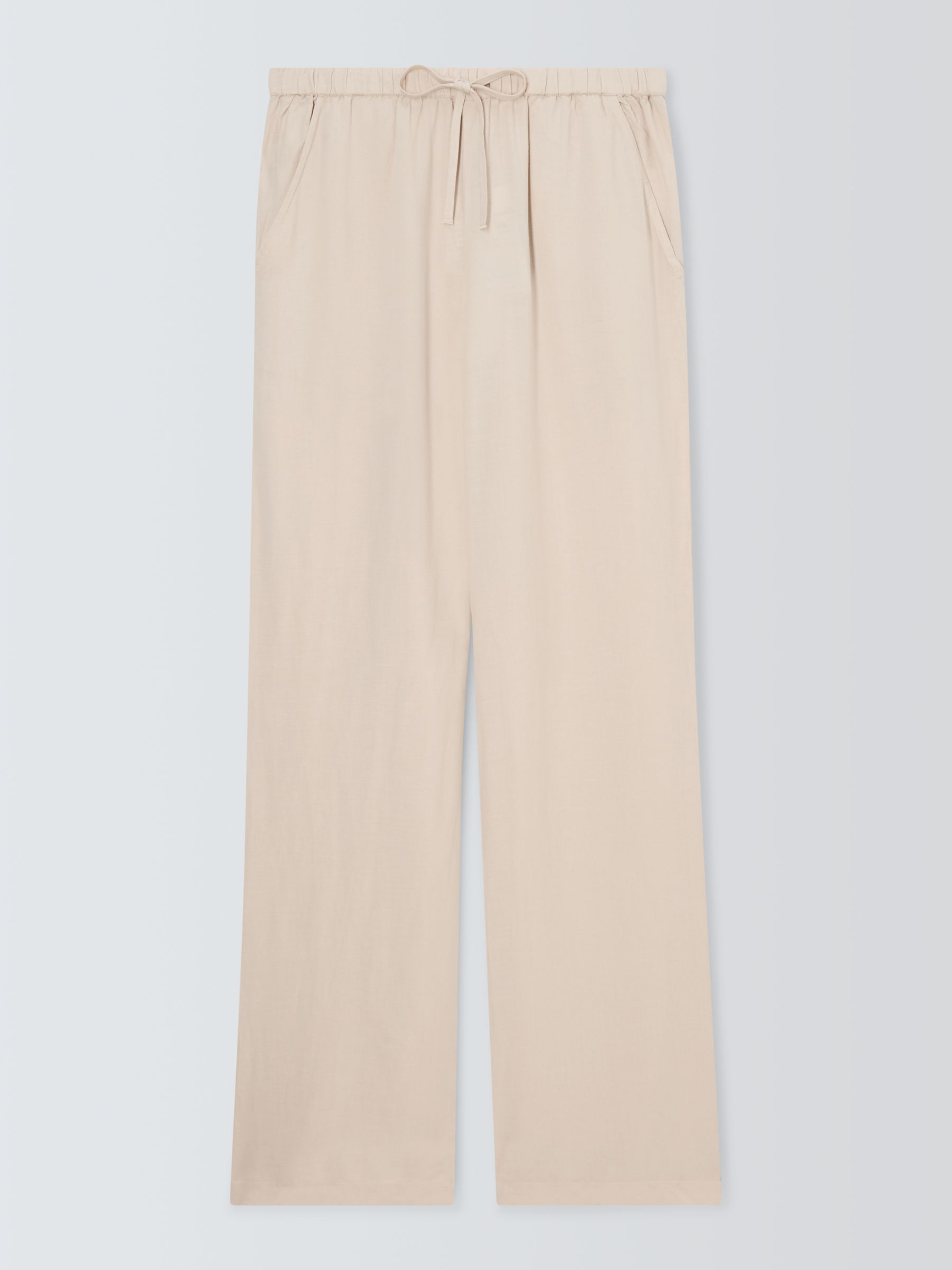 John Lewis ANYDAY Plain Tailored Linen Blend Trousers, Oatmeal, 16