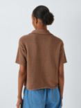 John Lewis ANYDAY Pointelle Collar Cardigan, Caramel