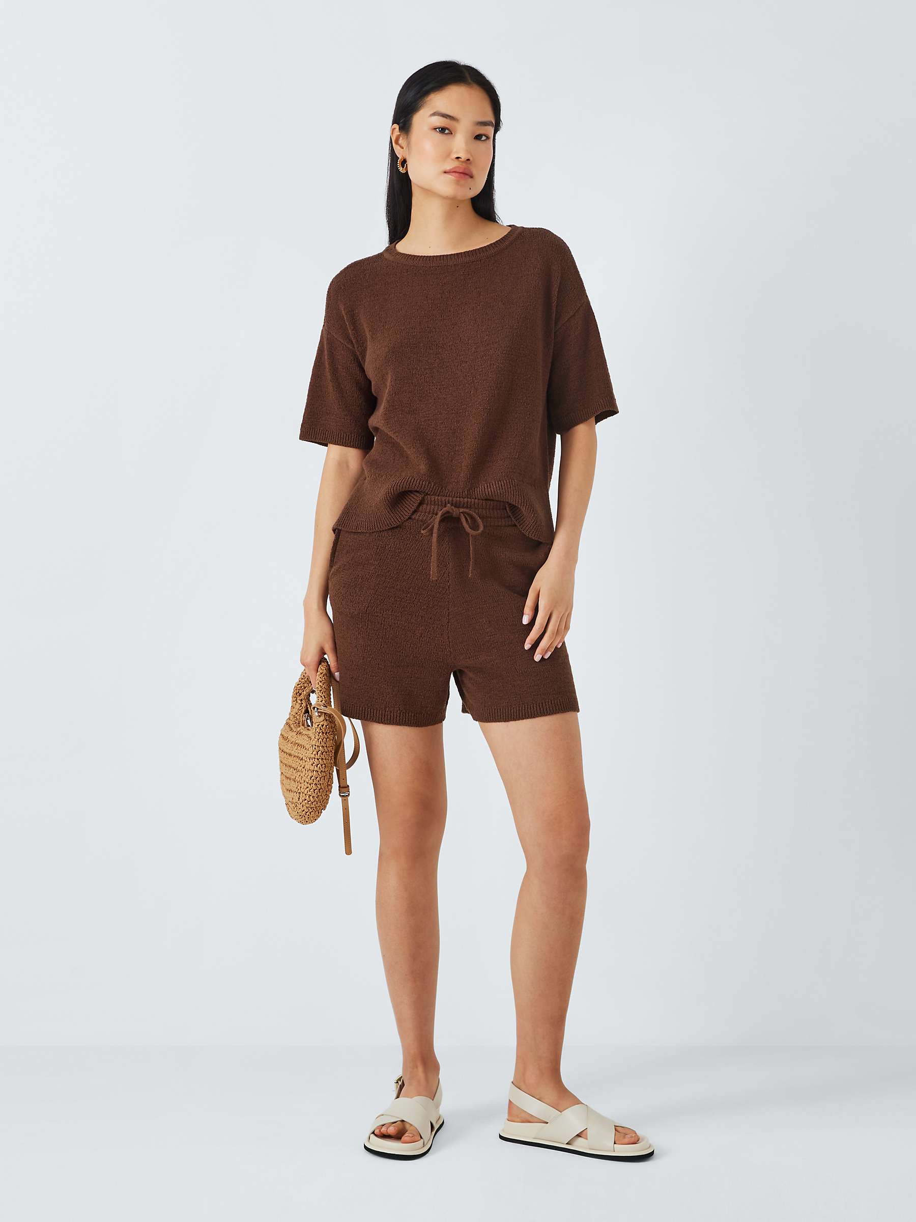 Buy John Lewis ANYDAY Knitted Shorts, Brown Online at johnlewis.com