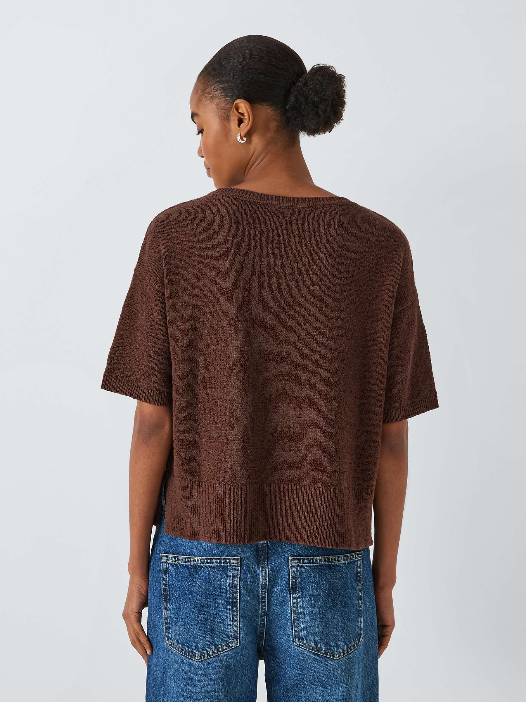 Buy John Lewis ANYDAY Knitted T-Shirt Top, Brown Online at johnlewis.com