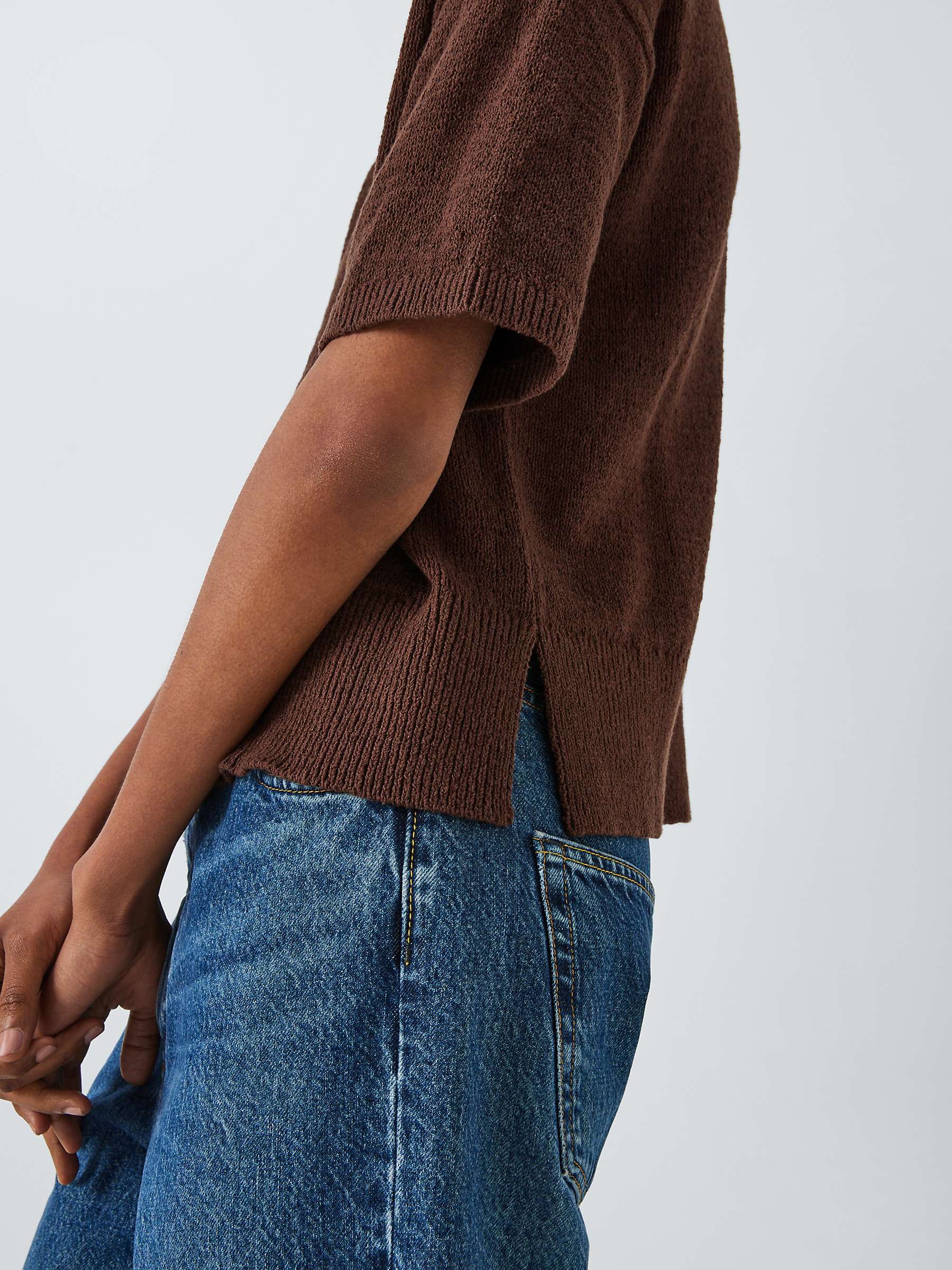 Buy John Lewis ANYDAY Knitted T-Shirt Top, Brown Online at johnlewis.com