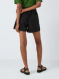 John Lewis ANYDAY Paperbag Cotton Twill Shorts, Black, Black