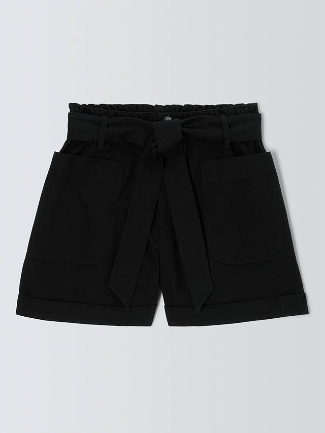 John Lewis ANYDAY Paperbag Cotton Twill Shorts, Black
