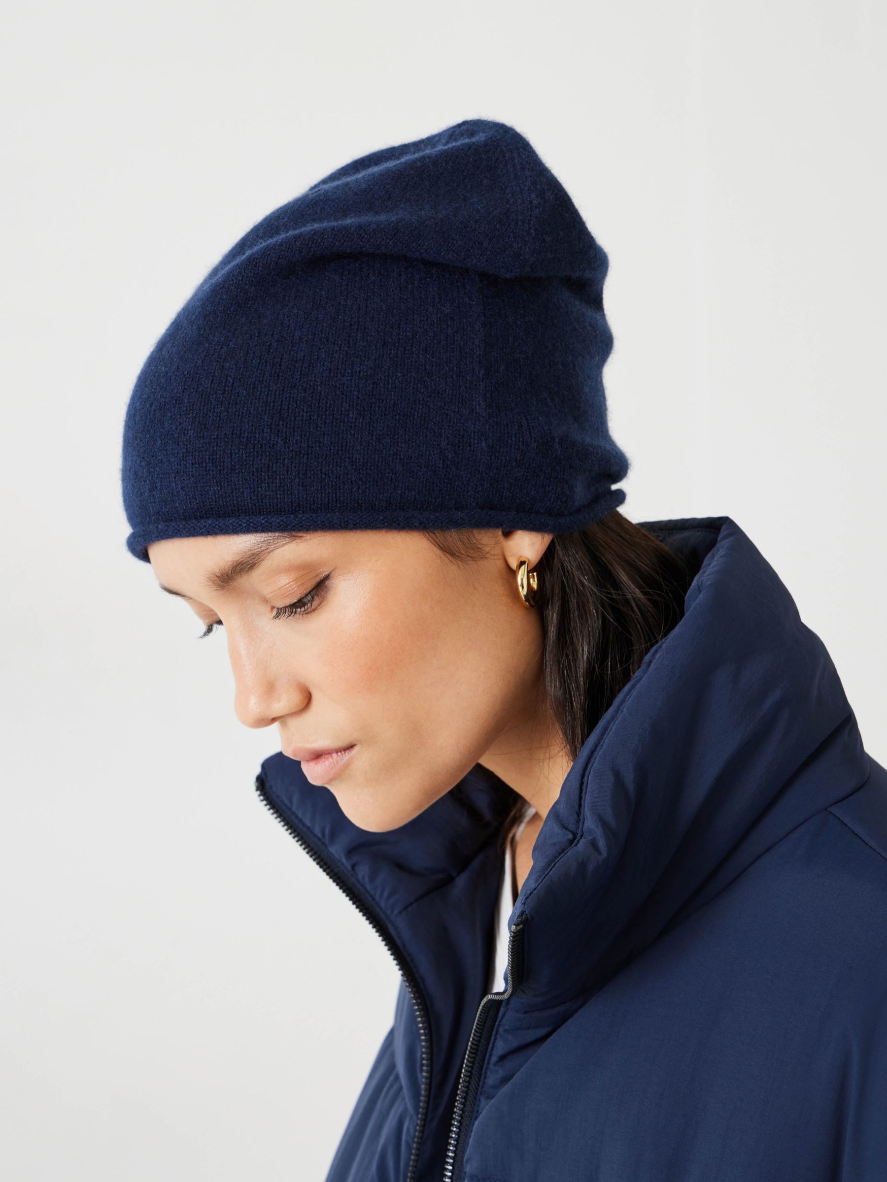 HUSH Cashmere Beanie Hat, Deep Navy, One Size