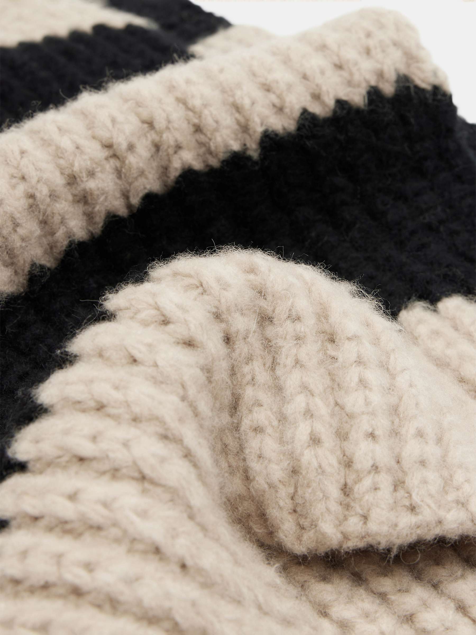 Buy HUSH Morgan Super Soft Chunky Knitted Stripe Scarf, Black/Soft Camel Online at johnlewis.com