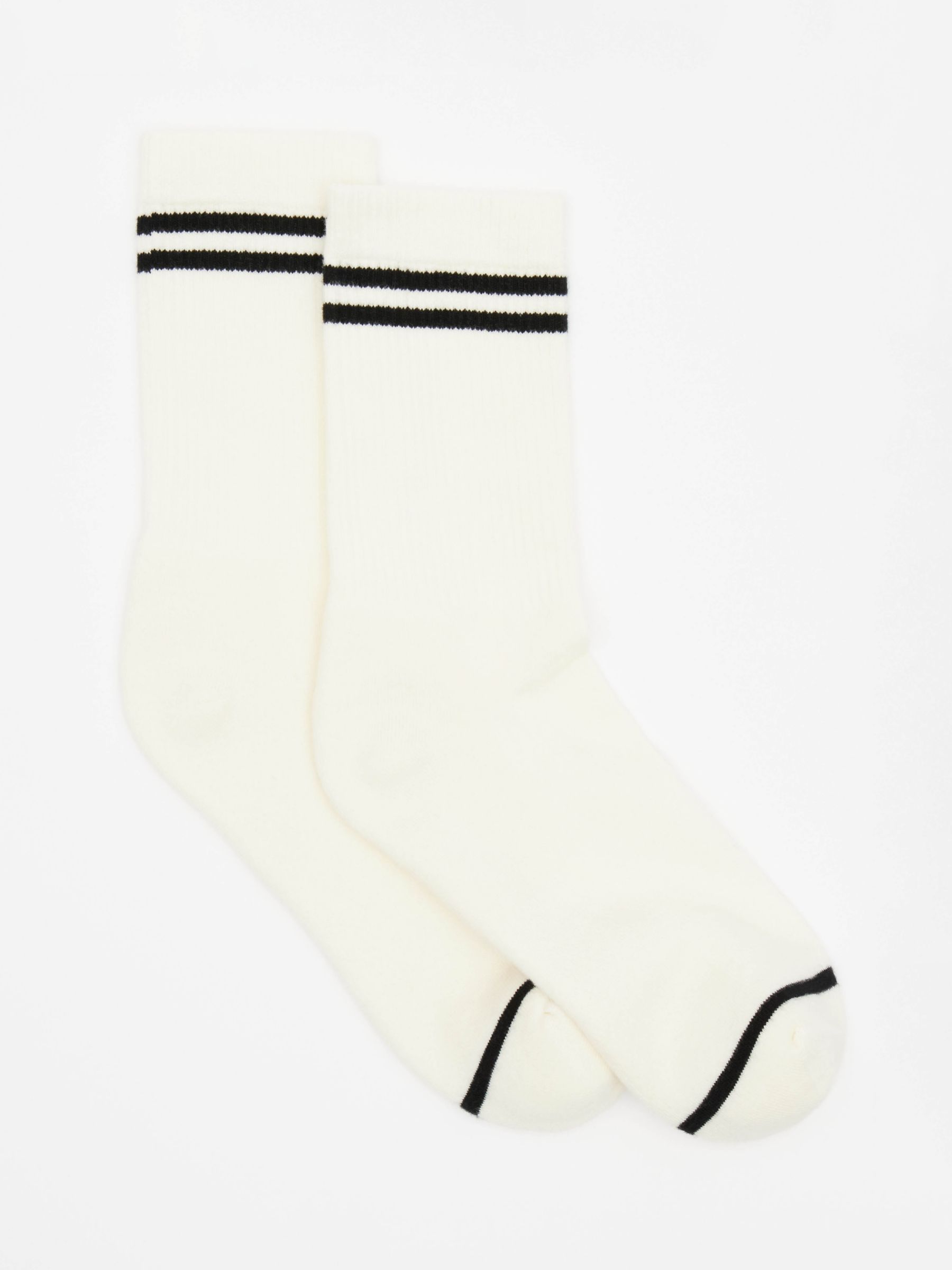 HUSH Nell Stripe Sport Socks, White/Black Stripe at John Lewis & Partners