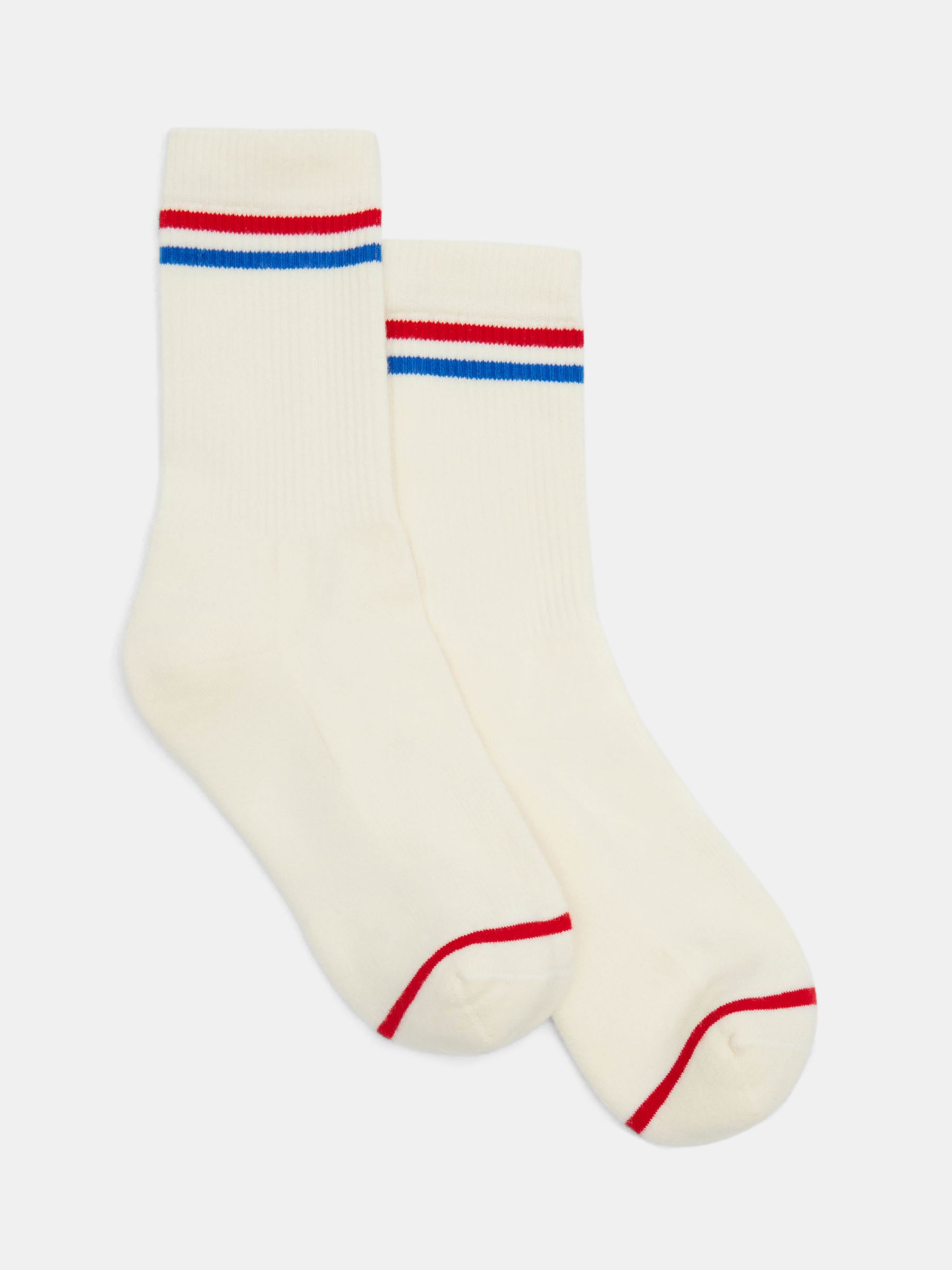 HUSH Nell Stripe Sport Socks, Off White/Blue/Red at John Lewis & Partners
