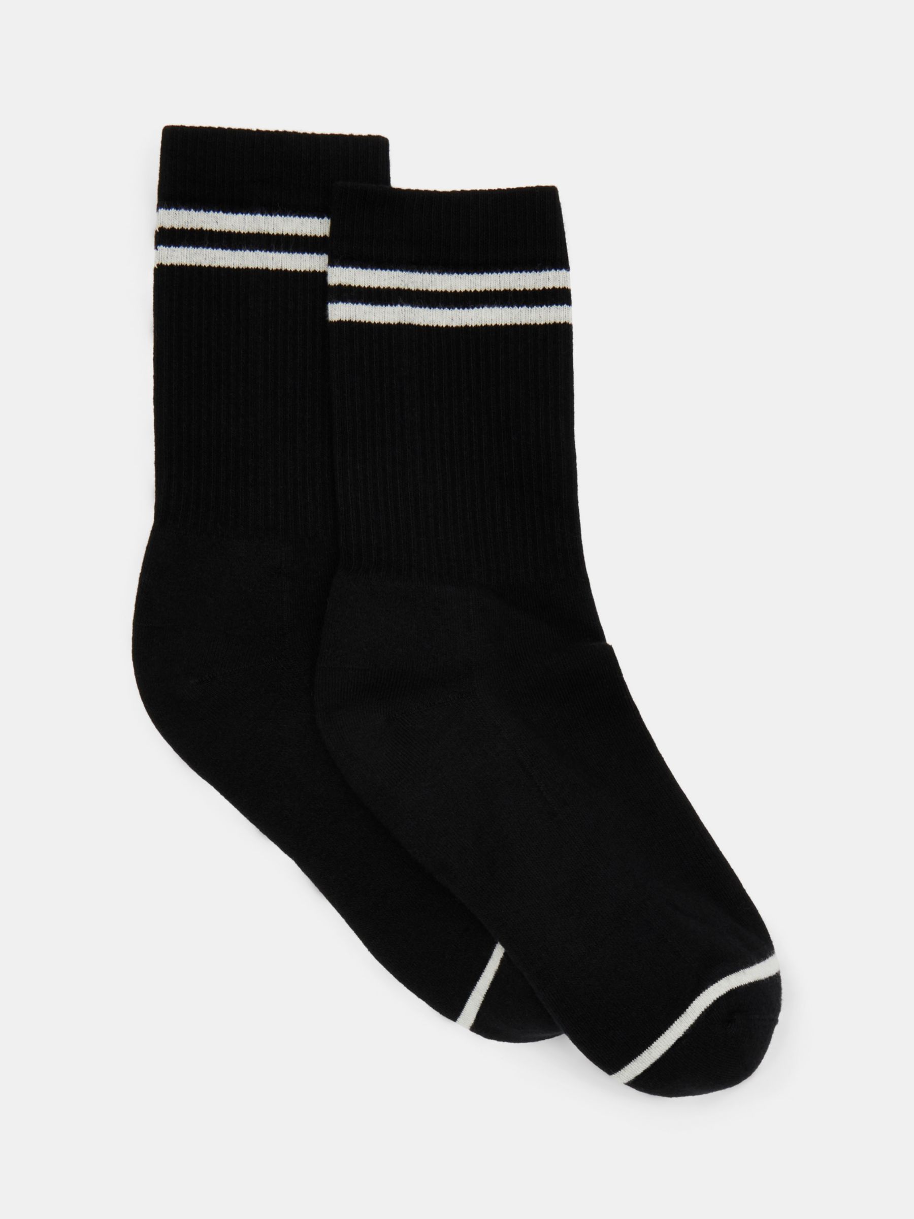 HUSH Nell Stripe Sport Socks, Black/White Stripe at John Lewis & Partners
