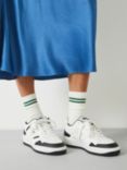 HUSH Nell Stripe Sport Socks, Off White/Green