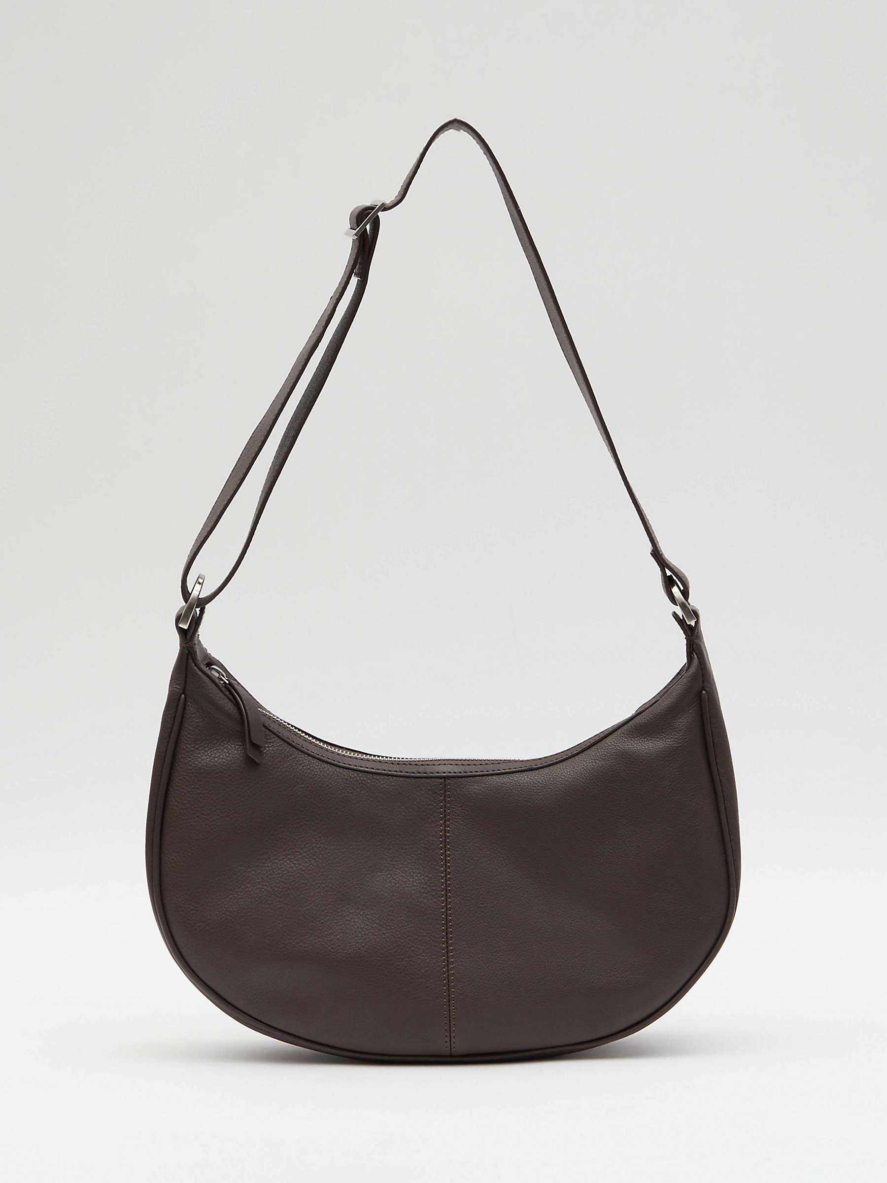 Buy HUSH Marcia Leather Banana Bag, Chocolate Online at johnlewis.com